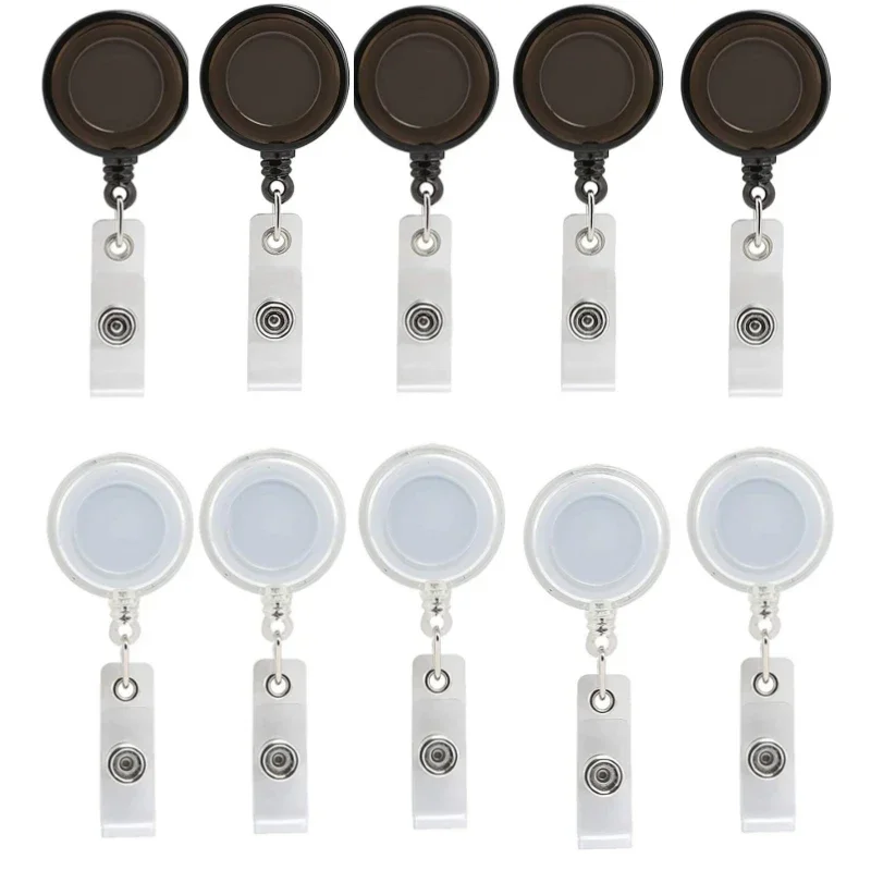 10pcs Acrylic Badge Reel for Nurse Staff Retractable Name Tag ID Badge Holder Clip for Pass Work Card Working Permit Clip Reels