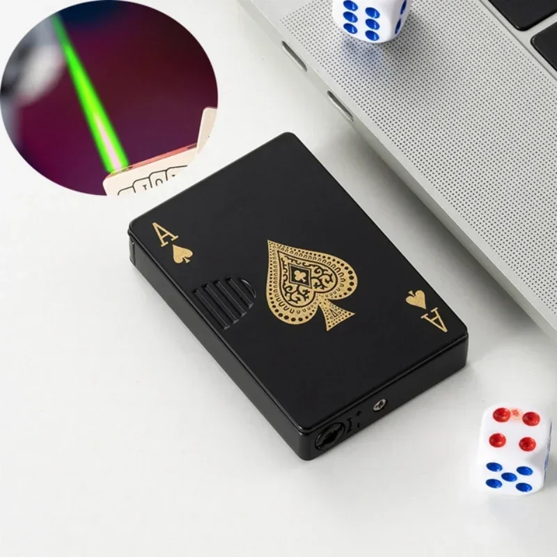 Creative Playing Cards Ace of Spades Lighter Butane Windproof Straight Metal Lighter Metal Fun Toy for Men Smoking Accessories