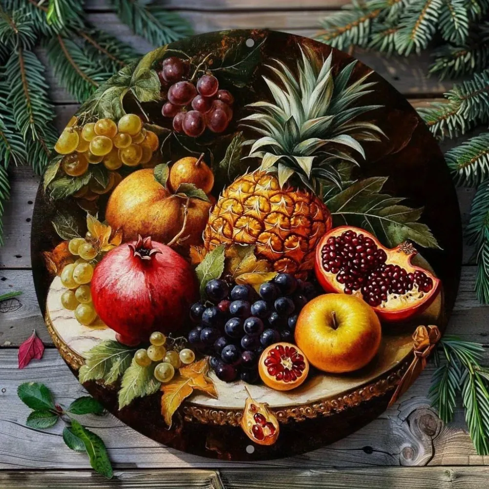 1PC Vintage Fruit-Themed Decor - Pineapple, Grape & Pomegranate Patterns | Home/Bar Decor | Christmas Gift