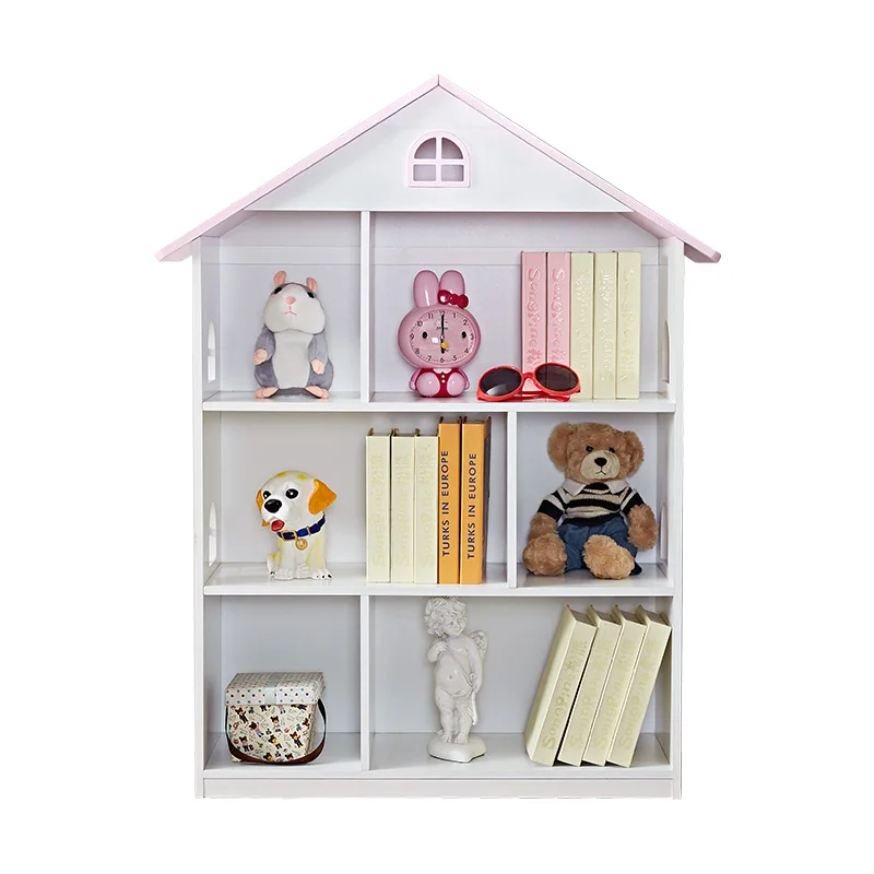 

Modern Kids Furniture Wooden Bookcase with Extendable Design House Shaped Magazine Rack for Children Home Furniture