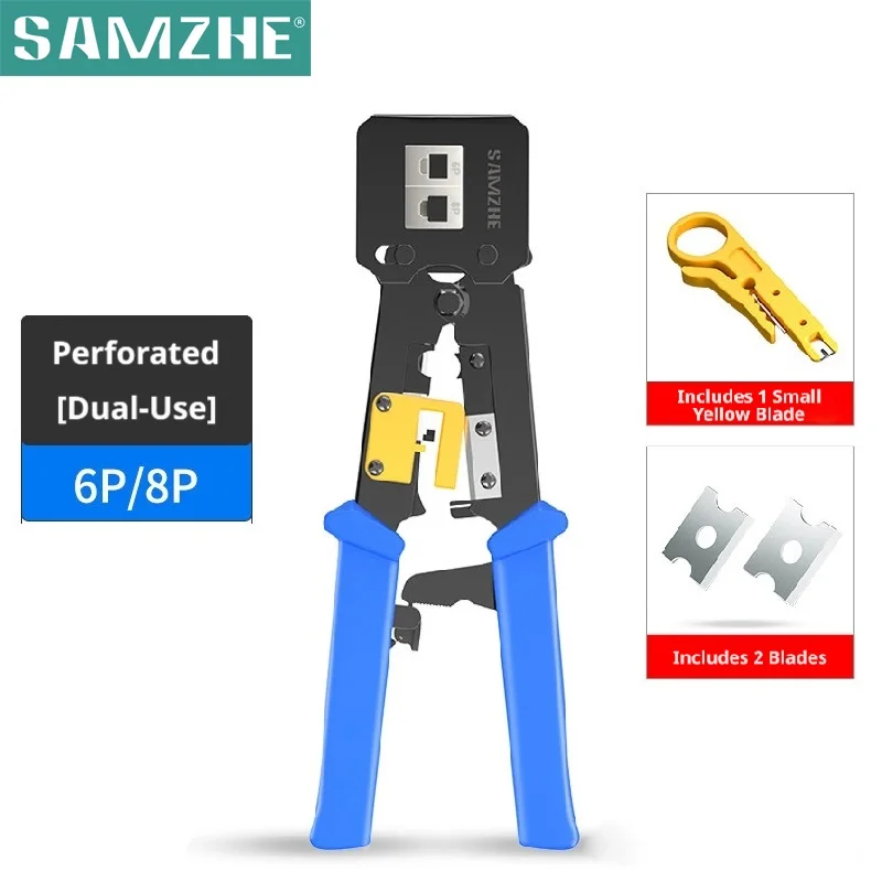 

Клещи для обжима SAMZHE RJ45, ручной инструмент для сетевых работ, для RJ12, Cat5, Cat6, 8P8C, с функцией зачистки кабеля, многофункциональные