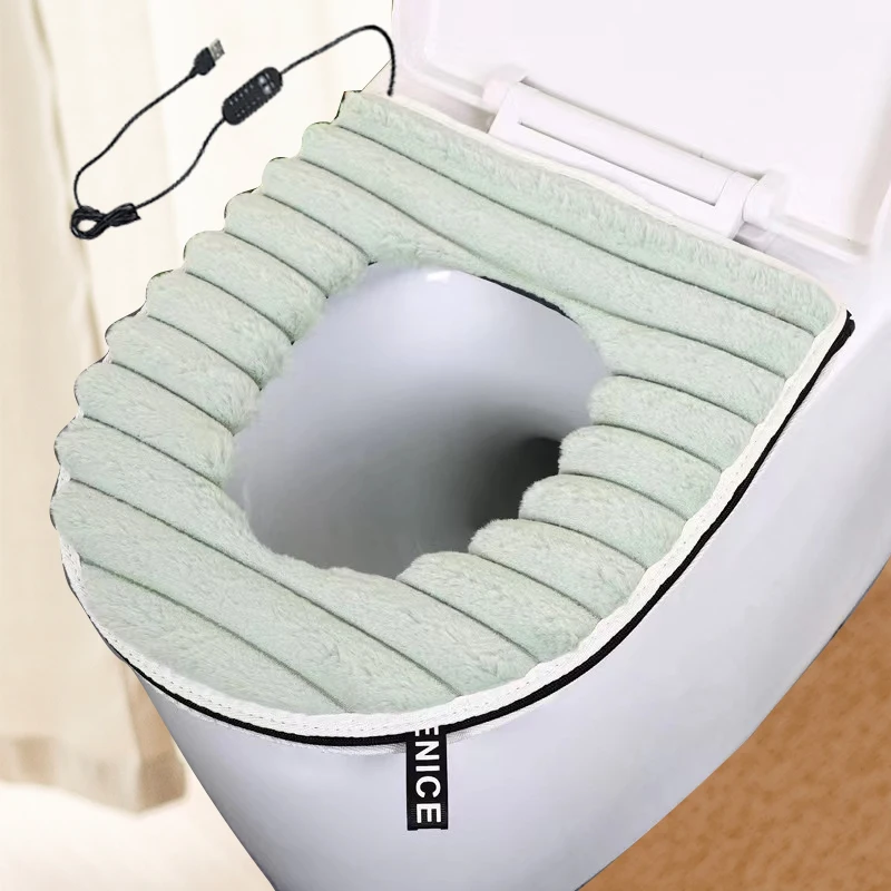 Toilet Usb Heating Seat Cover High Quality Soft Washable Plush Ring Winter Warming 5V 2A Temperature Adjustable