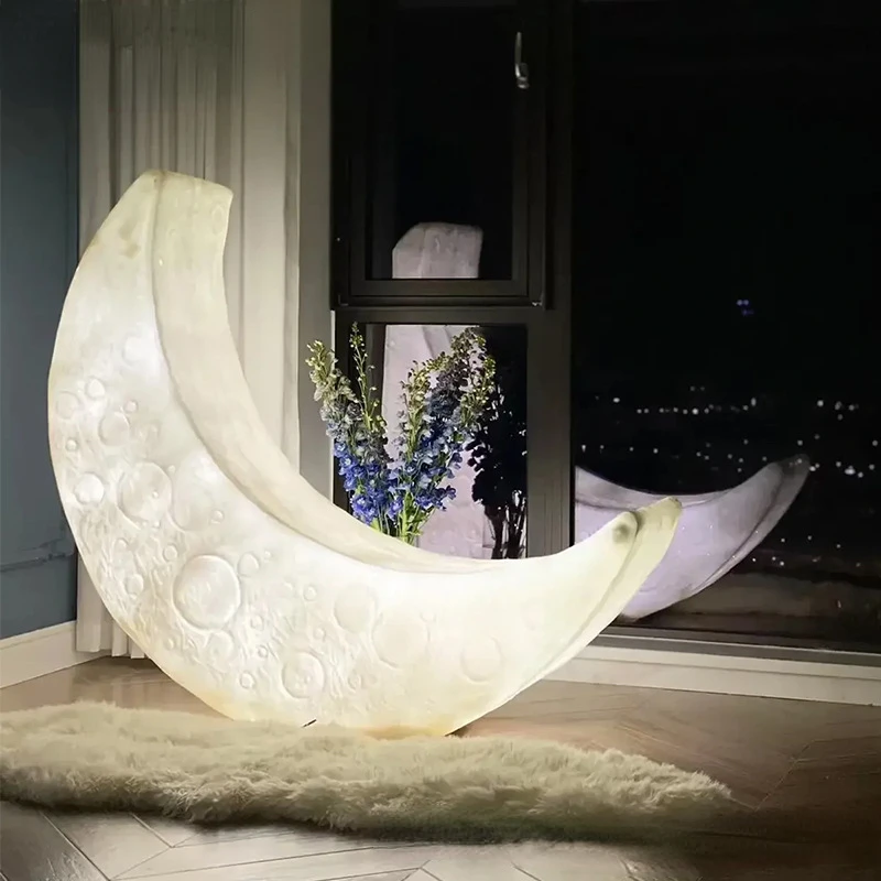 

Outdoor waterproof lawn light, villa floor lamp, moon lamp, party atmosphere design, creative and simple, courtyard crescent lam