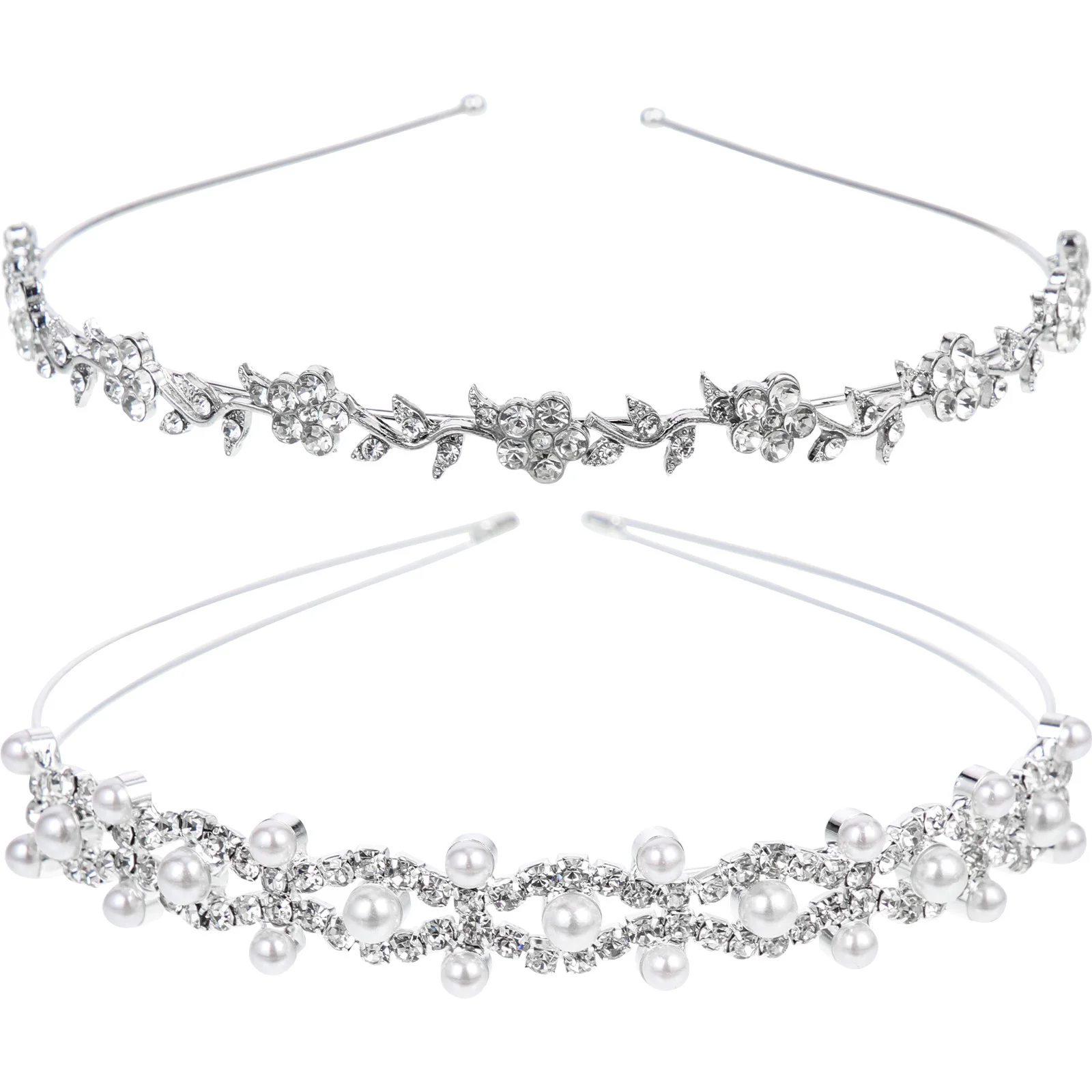 طقم رباط شعر لؤلؤي مكون من قطعتين، خوذة زفاف لامعة وخفيفة الوزن لحفلات الزفاف، أزياء تنكرية للزينة، إكسسوارات نسائية #6