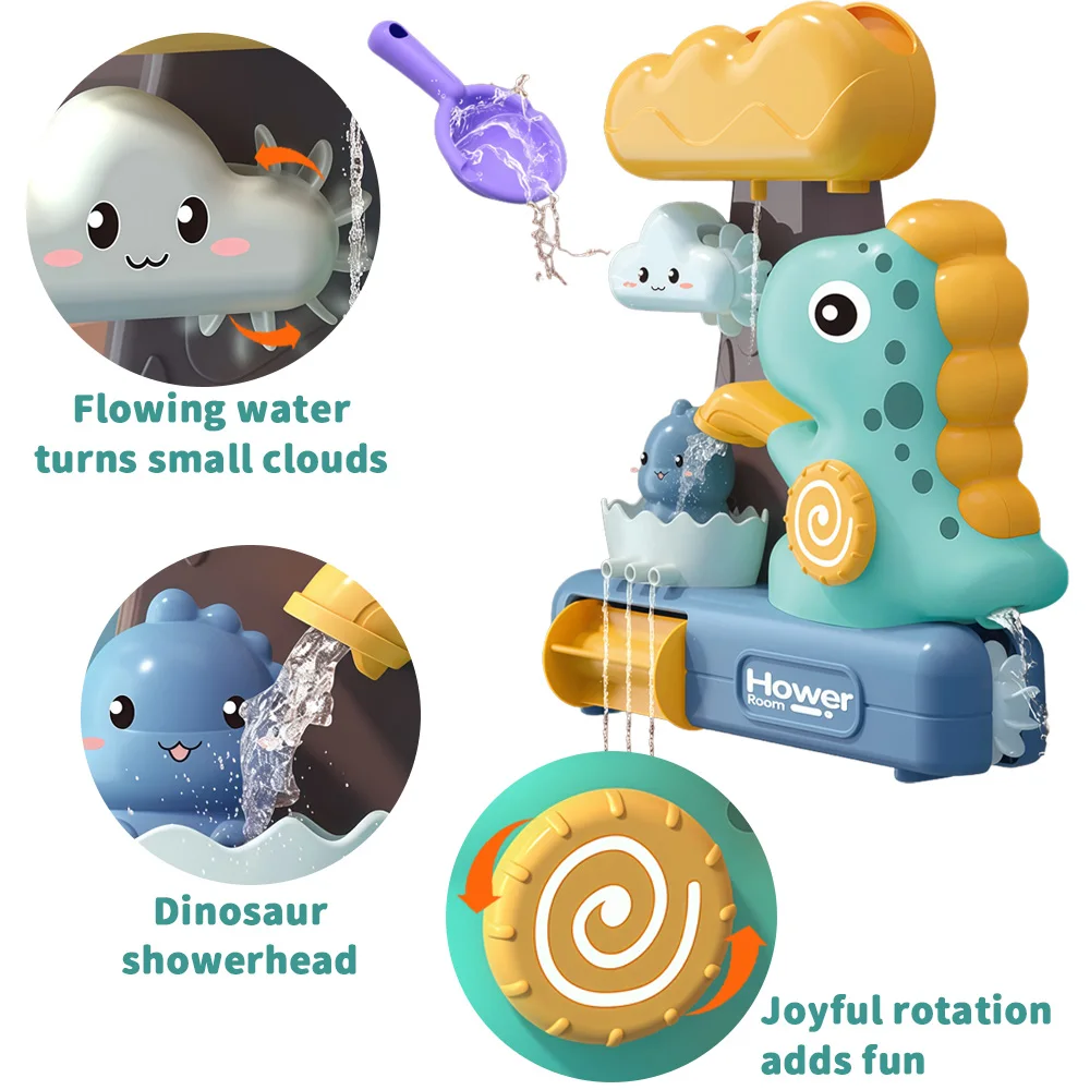 

Children's Shower Toys Cartoon Dinosaur Rotating Water Spray Toys Cute Water Wheel Bathtub Toys Kid's Shower Games Tool Gifts