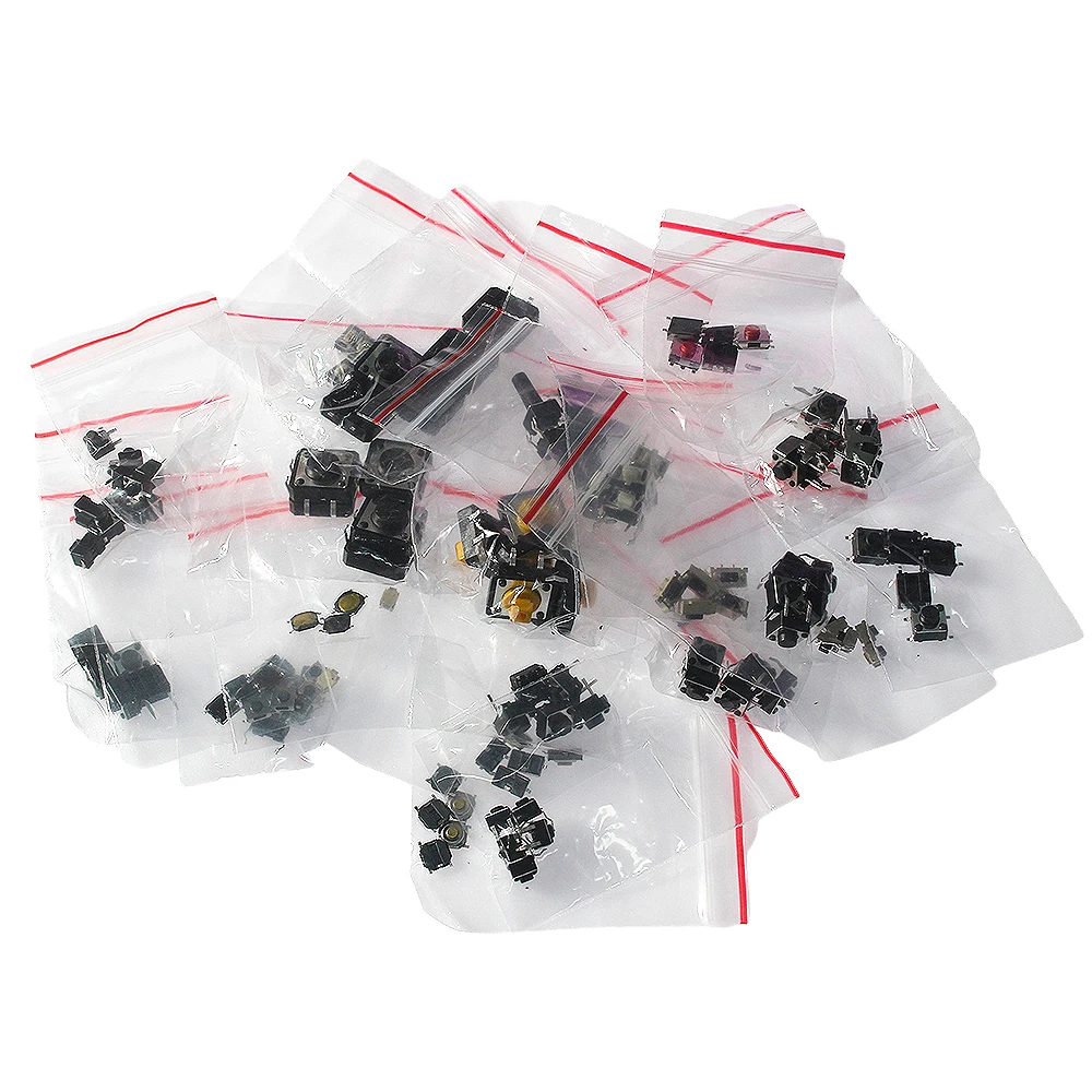 125pcs/lot 25Values Tact Push Button Switch DIP SMD Micro Switch Push Buttons Touch Component Kit for TV Toys Home Use Button
