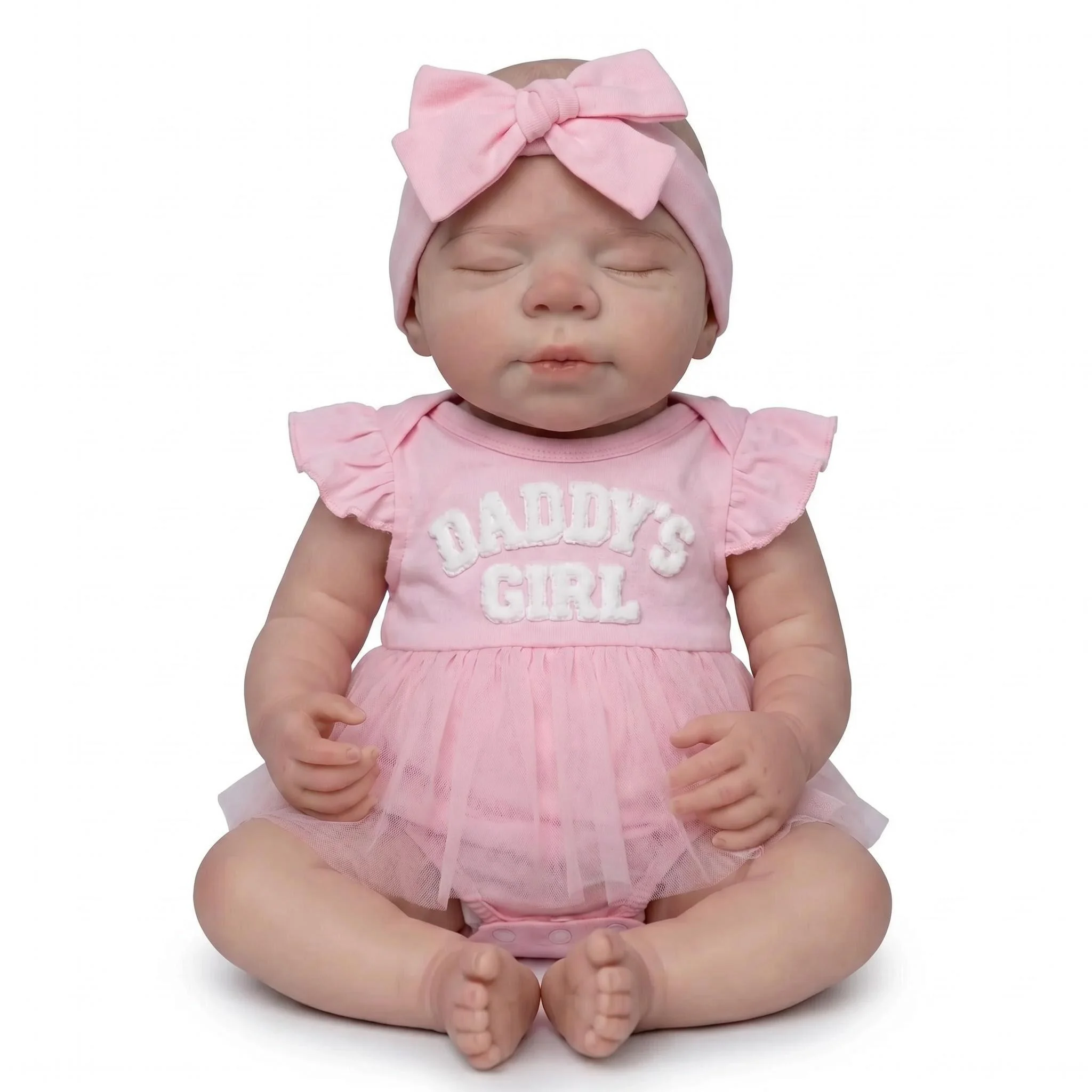NPK 18-inch Pascale Mouth Can Open Solid Platinum Silicone Real Baby Weight 3000G Girl Doll with Pacifier Included