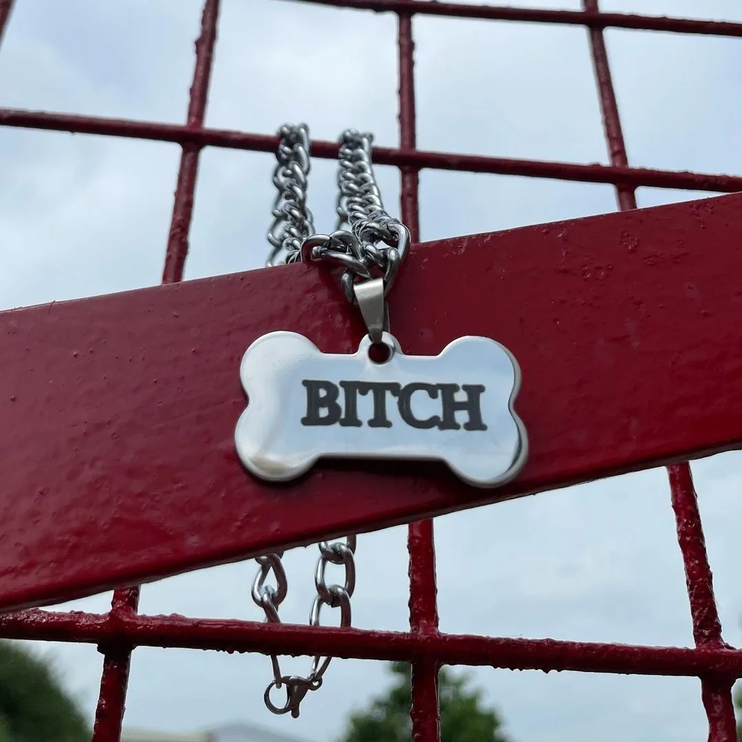 

Rhinestone Bone Necklace Female Korean Version of Simple Clavicle Chain Hipster Dog Tag Necklace Punk Style Personality Jewelry