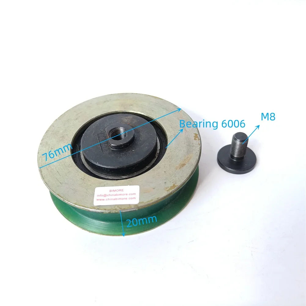 76*20*6006 Elevator Door Hanging Wheel Flat Groove Use for 2000 Lift Spare Parts Roller OD76mm W20mm Bearing 6006RS