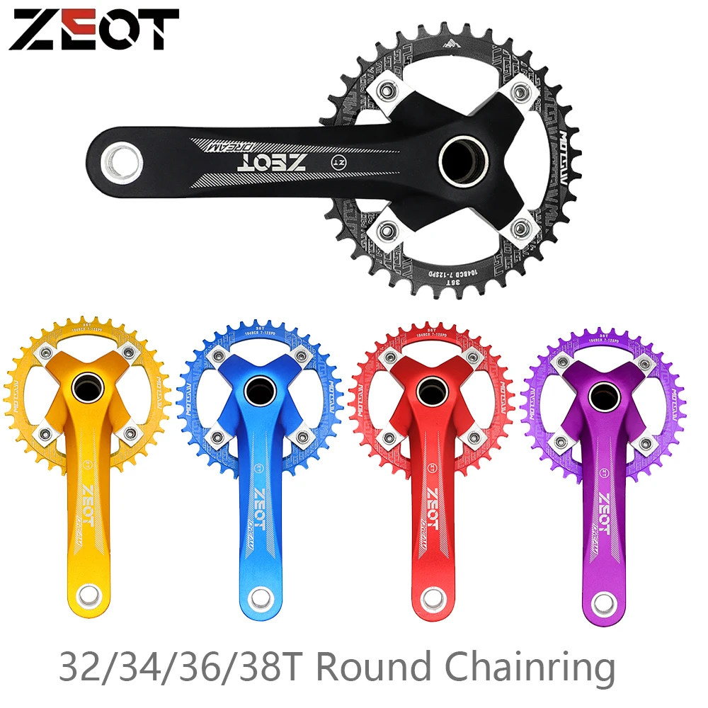 ZEOT 104BCD 170MM Crank Mountain Bike 32/34/36/38T Round Chainwheel MTB Bike Crank Integrated Crankset Hollowtech