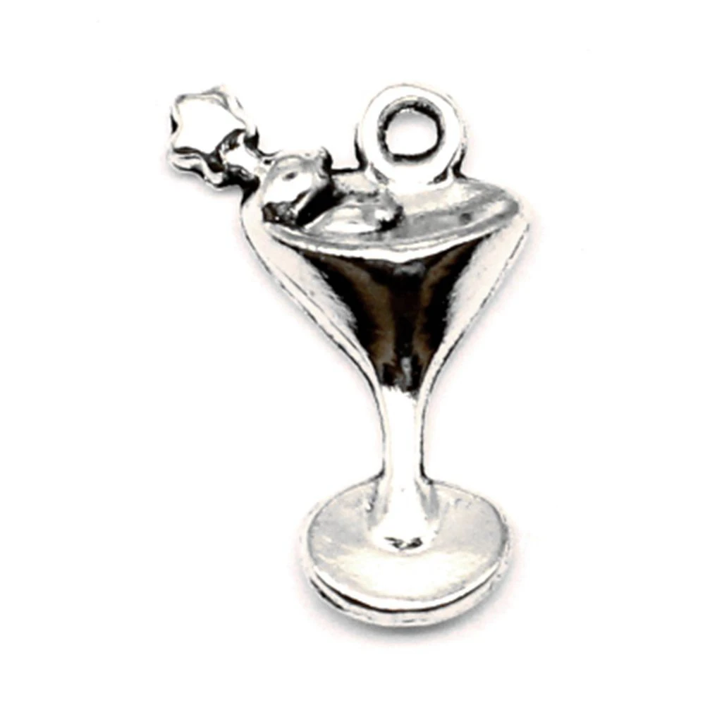 10pcs 22x14mm Drink Cups Charms Couple Pendants Craft Supplies Jewelri Make Antique Silver Color