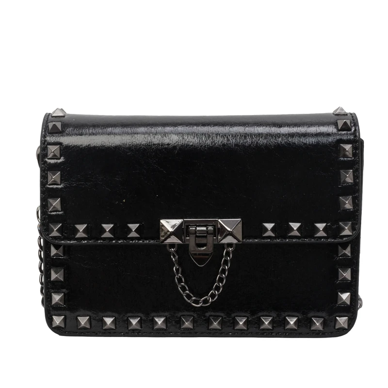 Punk style Crossbody Bag Fashion Rivet Chain Small Shoulder Bags For Women Chain Flap Bag Leather Purses Designer Female Handbag