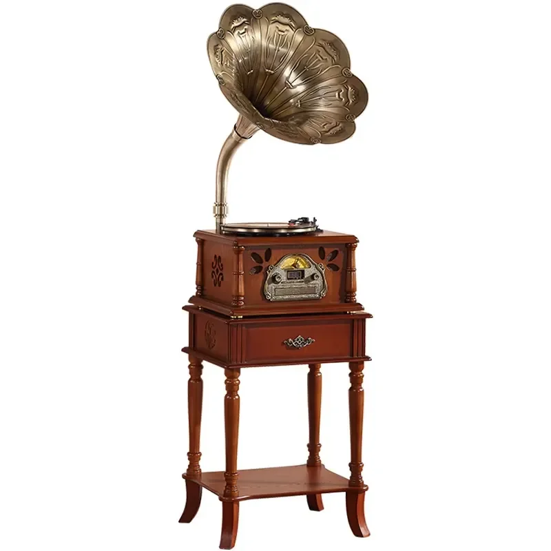 Retro Gramophone Turntable Vinyl Record Player with CD Function Built in Speaker Wireless Bluetooth Antique Style Music