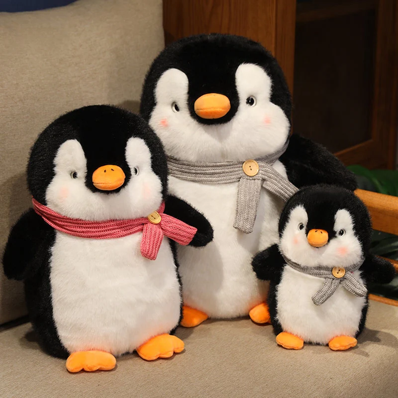 Pingüino gordo suave con bufanda, juguetes de peluche, muñeca de animales de dibujos animados, juguete de moda para niños, niñas encantadoras, regalo de cumpleaños de Navidad, nuevo