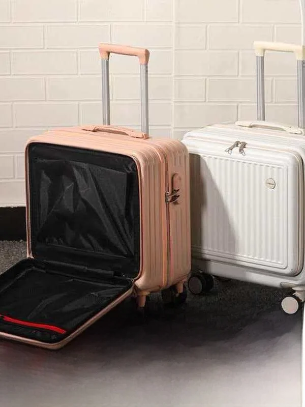 thickened-pc-material-portable-check-in-suitcase-front-opening-children's-travel-bag-multi-functional-hardshell-luggage
