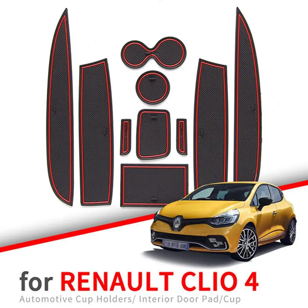 Rubber Anti-Slip Inner Gate Slot Pad Cup Holder Mats For Renault Clio 4 CLIO4 2012-2018 Door Groove Non-slip Pad Car Accessories