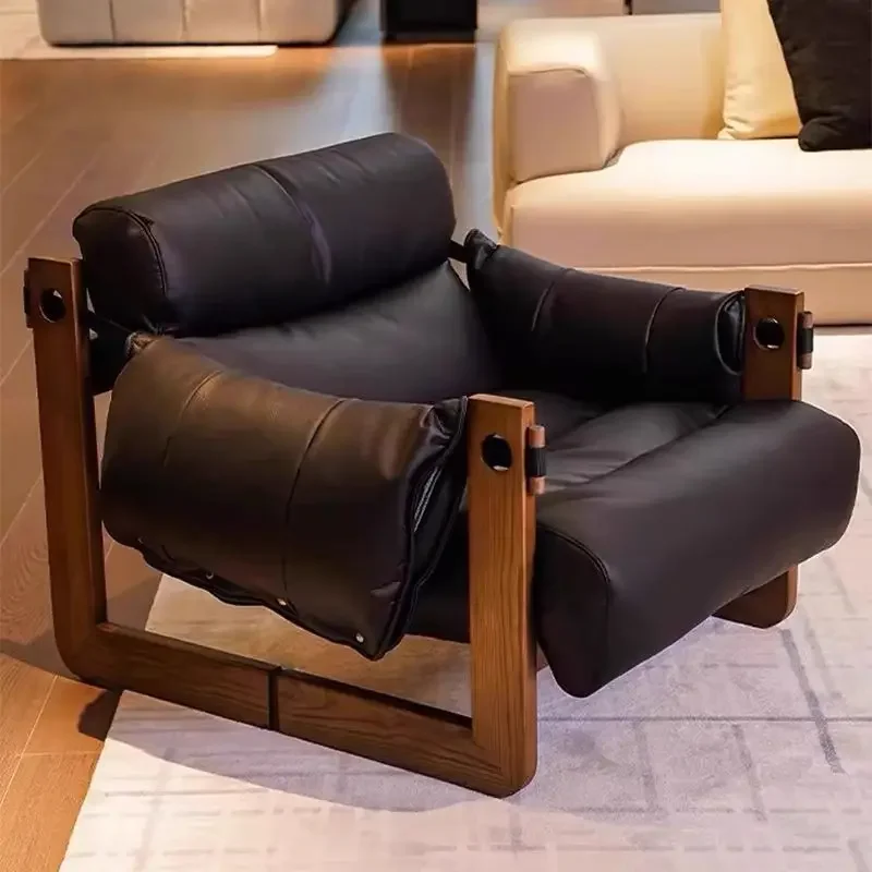 Medieval solid wood leisure removable soft resting single sofa recliner
