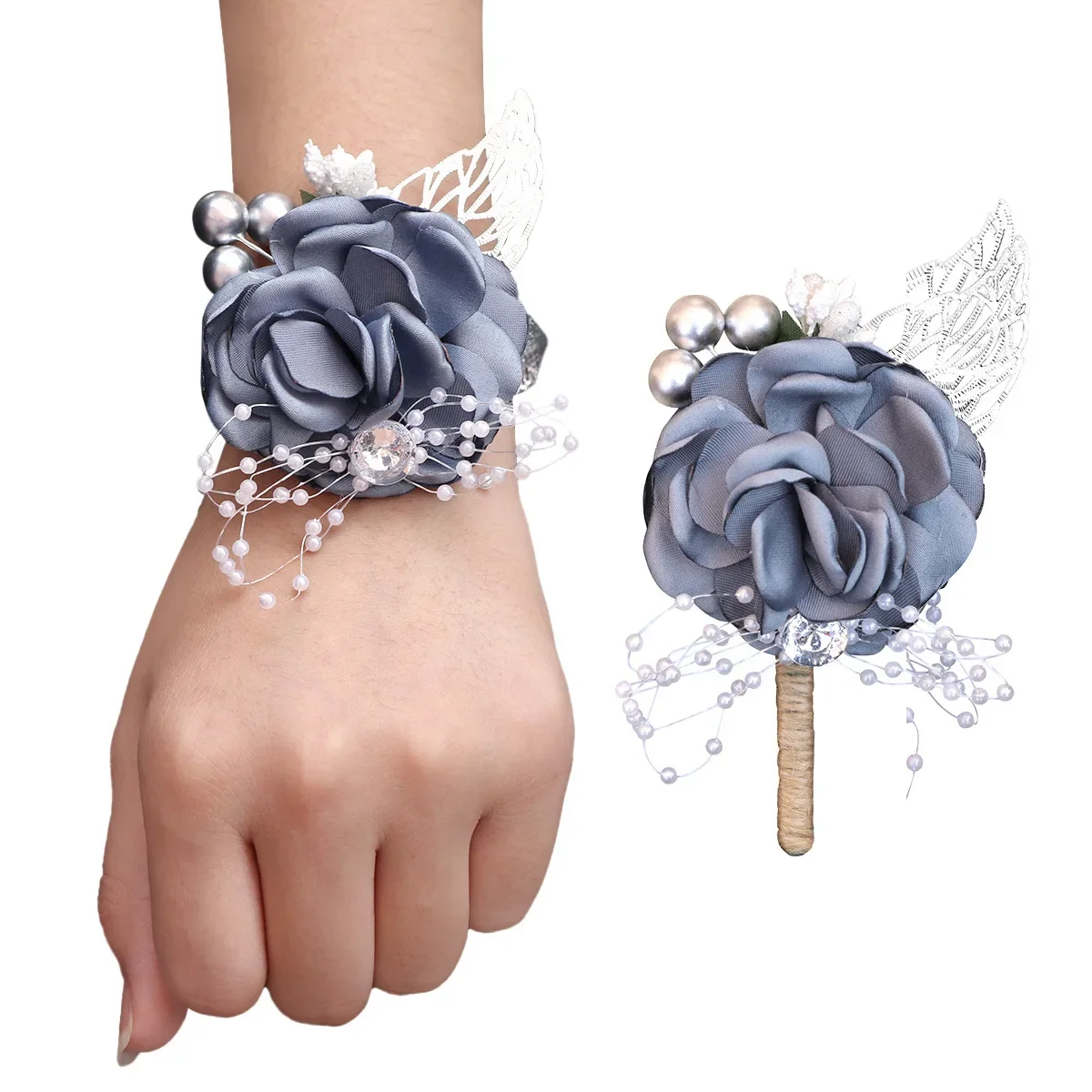 Wedding Supplies Wedding Elegant Korean Bride and Groom Simulation Flower Bridesmaid Corsage Wrist Flower Set Groom Wedding