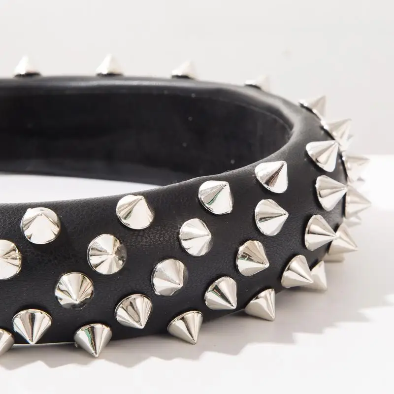 Neues Retro-Stirnband mit übertriebenen Nieten und breitem Rand als Haaraccessoire für Frauen – Detail 4