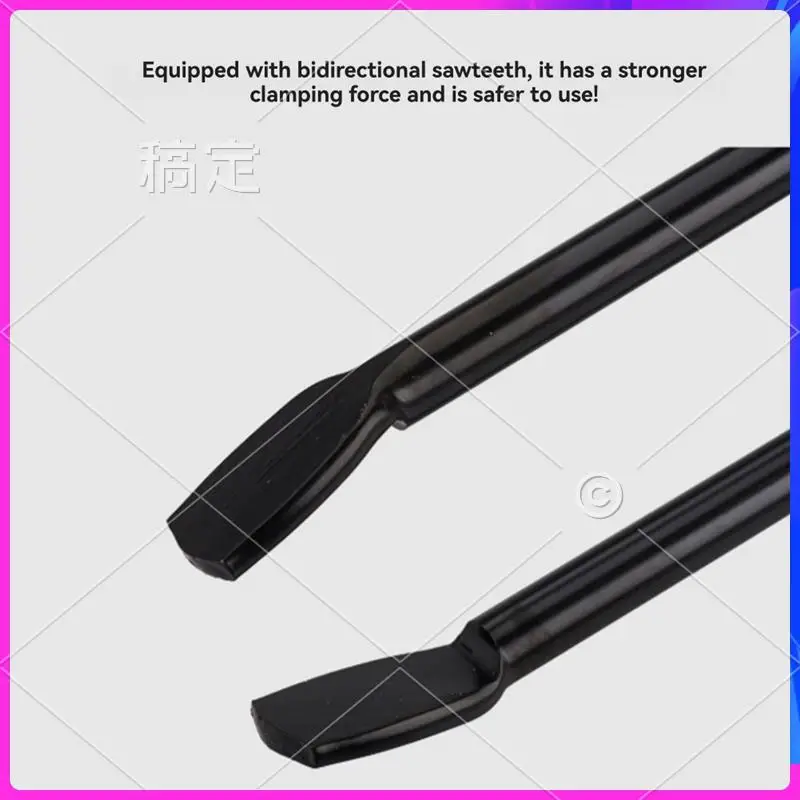 AUU-التخييم النار شواء مكافحة السمط الفحم ملقط المحمولة الكربون الصلب النار ملقط الحطب مع غمد الجلود #3