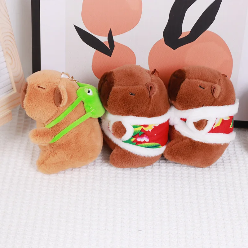 Kawaii Capybara Plush Keychain Cute Animal Stuffed Doll Backpack Pendant Soft Plush Toy Decor Gift For Girls Kids view 3