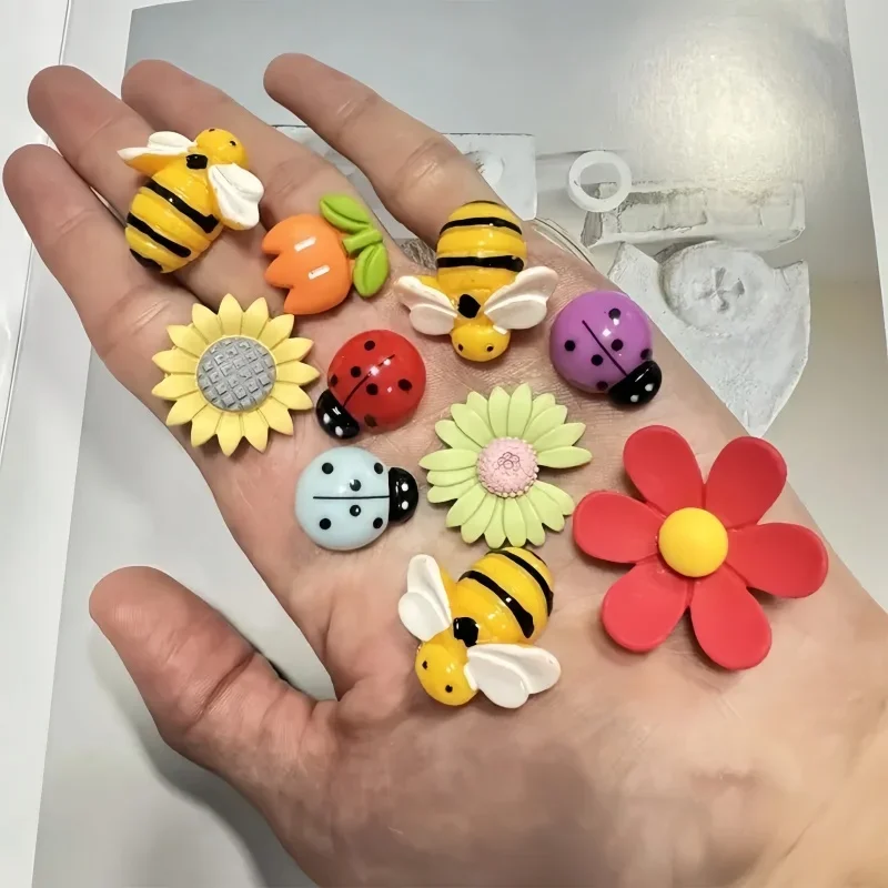 10pcs/set Cute Flower Bee Ladybug Fridge Magnets for Office Locker Magnetic White Board Colorful Home Decor Refrigerator Magnet