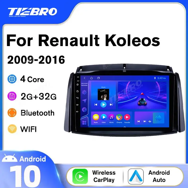 TIEBRO Android 9.0 Car Radio For Renault Koleos 2009-2016 GPS Navigation Car Multimedia Video Player NO 2 Din DVD Auto Radio IGO