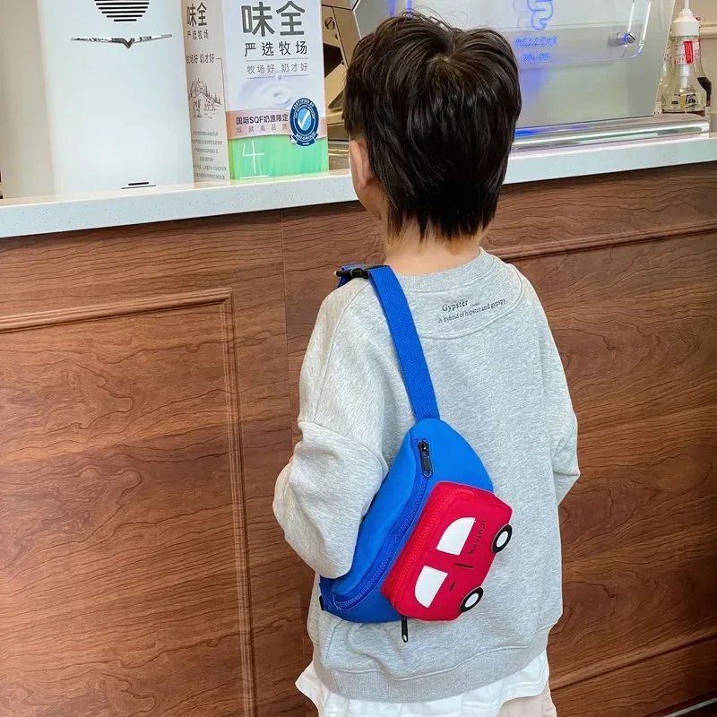 Sacs à bandoulière de voiture de dessin animé pour enfants, sac de taille de couture de sports de plein air, lettres imprimées, porte-monnaie pour enfants, garçons et filles