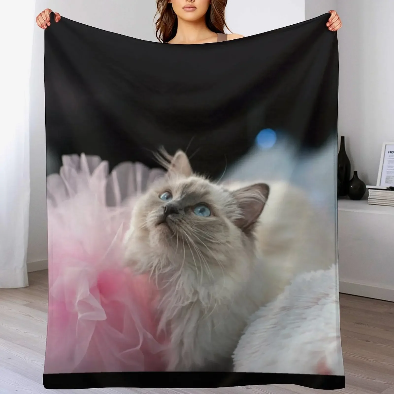 

Sweetie the Birman kitten Throw Blanket Designers heavy to sleep Camping Summer Beddings Blankets