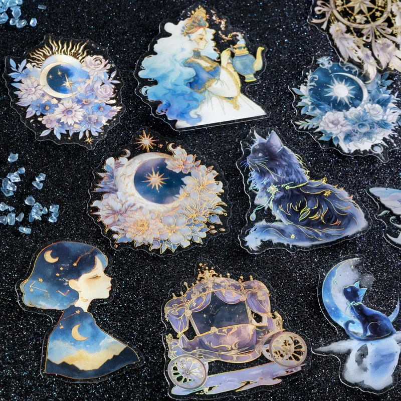 

10pcs PET Sticker Pack Dreaming Shimmer Series Dreamy Bronzing Stationery Material Daily Background Scrapbook 156*101mm