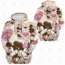 Disney Men's Ladies Minnie Mickey Mouse 3D Printed High Quality Boys Girls Unlined Hoodie Parent-Child Costume Cartoon Jumpers