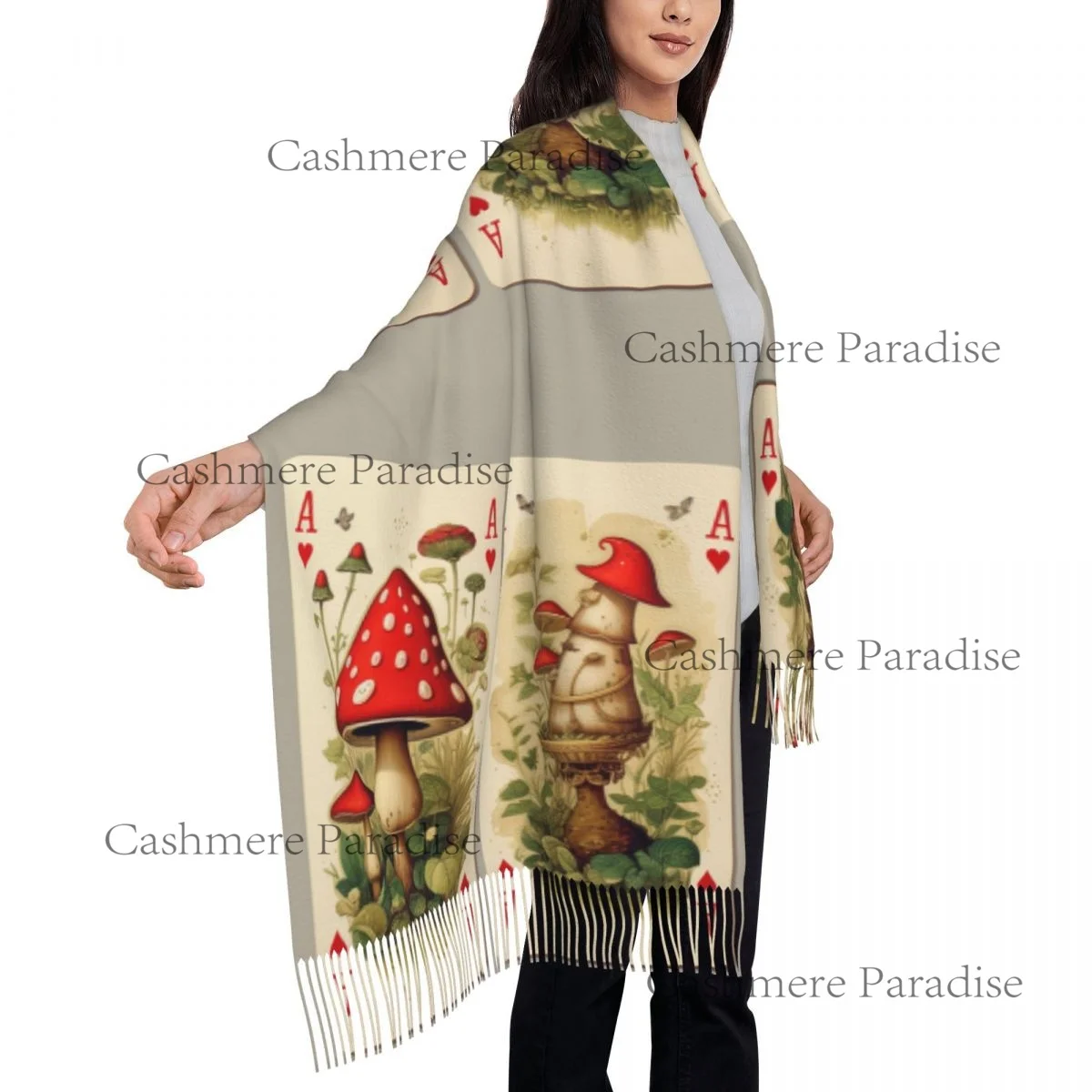 Alice In Wonderland Cards Women's Pashmina Shawl Wraps Fringe Scarf Long Large Scarf