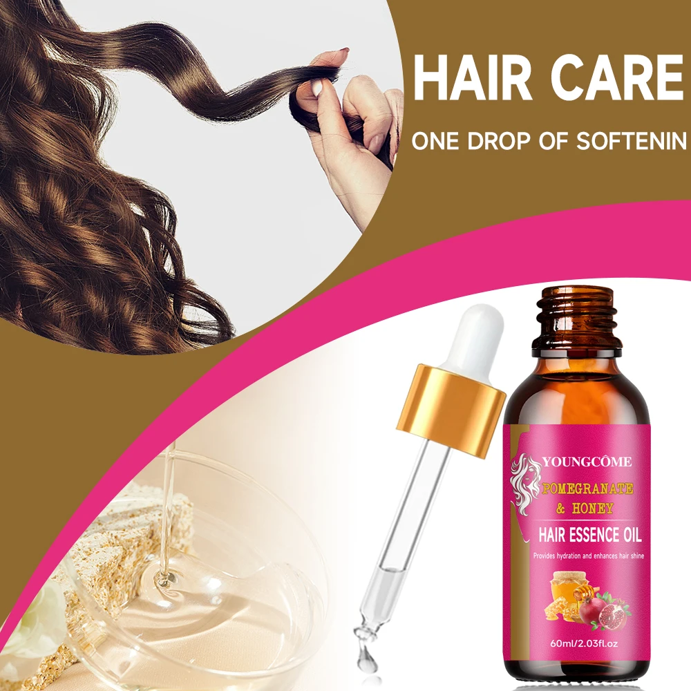

Pomegranate Honey Hair Treatment Oil Hair Care Essential Oil Moisturizing Smoothing Repairing Hair Roots Hair Oil For Women New