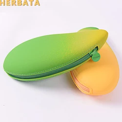 Mango Shaped Silica Gel Pen Bag - Cute Customizable Student Pencil Case for School Supplies (Random Color) - Cartuchera Escolar