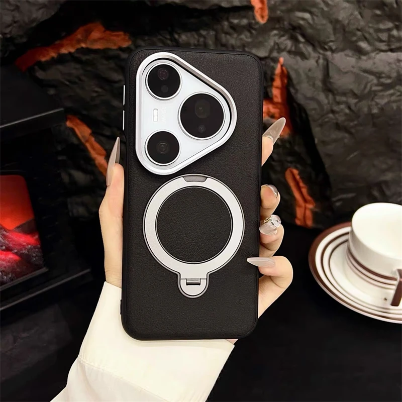 

Чехол для Huawei Pura 80 Pro Pura80 Ultra, магнитный держатель MagSafe, роскошная кожаная задняя крышка для телефона, противоударный бампер