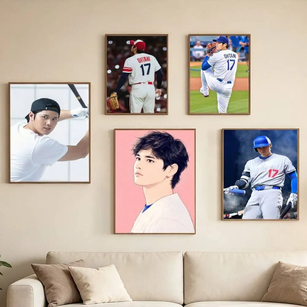 Shohei Ohtani Baseball P-Player Poster Waterproof Wall Art Sticker For Bar Living Room Vintage Decor High Quality Print Gift