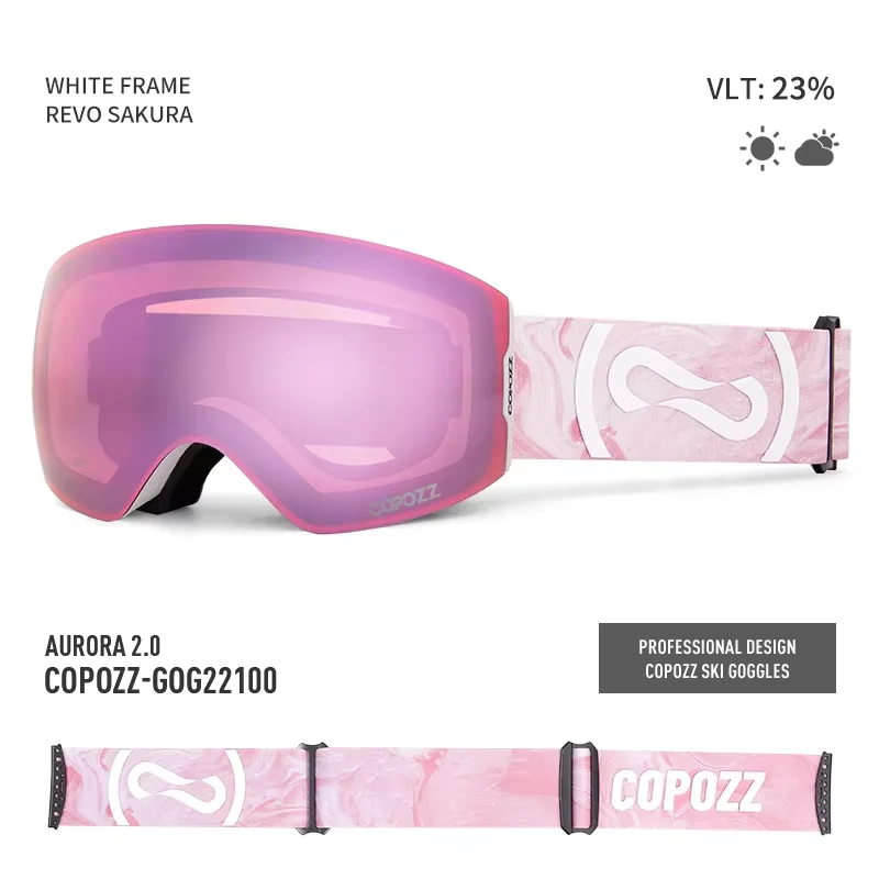 

COPOZZ Winter Ski Goggles UV400 Protection Anti-Fog Glasses Adult Clear Graced Lens Case Snowboard Eyewear Men Women