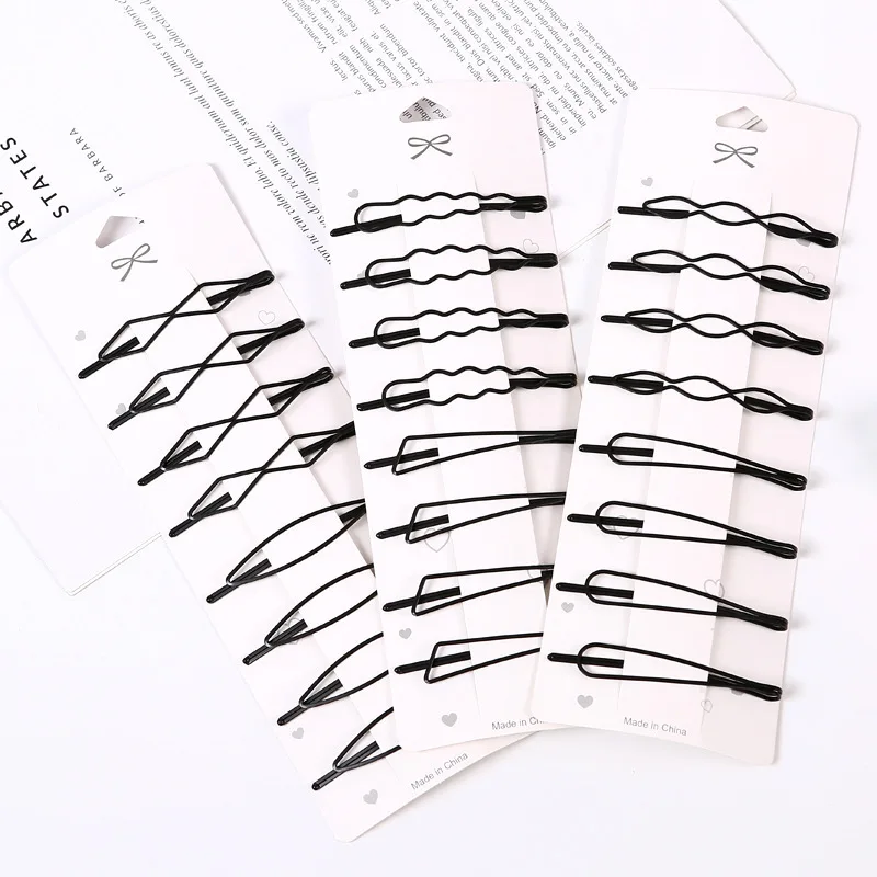 2Pcs/Lot Basic Black Geometric BB hairpins Oval Waterdrop Barrettes 7cm Alloy Hair Clips Fashion Hair Styling Braids Accessories