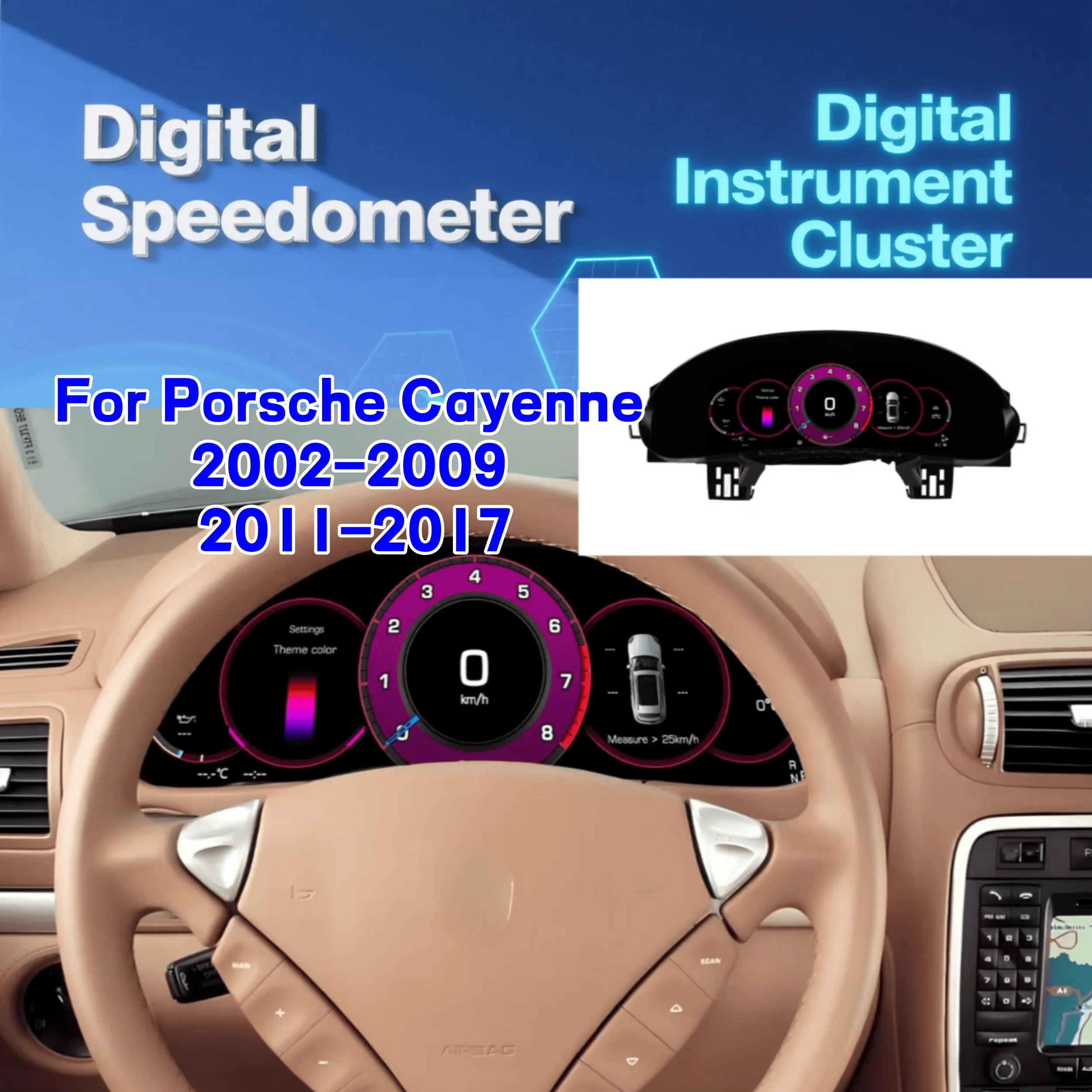 

12,3-дюймовый цифровой приборный дисплей для Porsche Cayenne 2002-2009, 2011-2017, спидометр, панель приборов, виртуальный приборный щиток