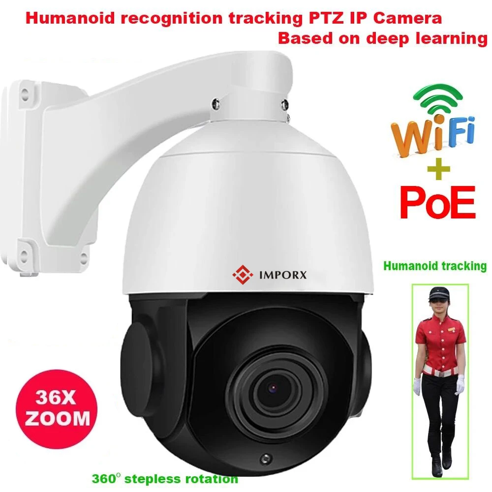 

4K 8MP 36X Optical Zoom POE WIFI Human Recognition Auto Tracking IR 150M Two Way Audio PTZ IP Camera