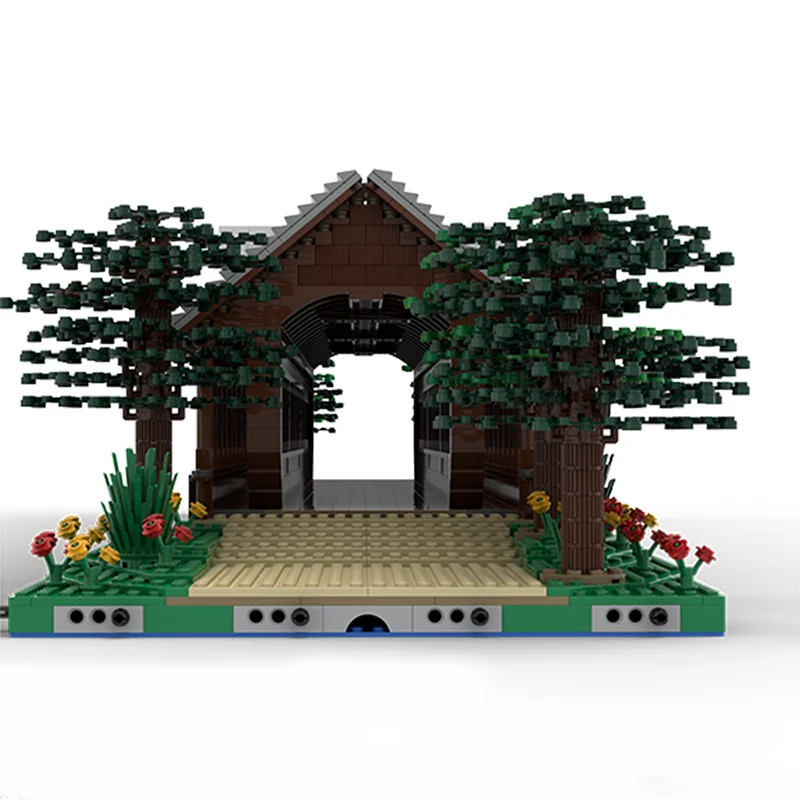 6956 stücke MOC Benutzerdefinierte Bausteine „Abgedeckt Brücke“ Kreative Holz Brücke Bildung Modell Bausteine Geburtstag Spielzeug Geschenk