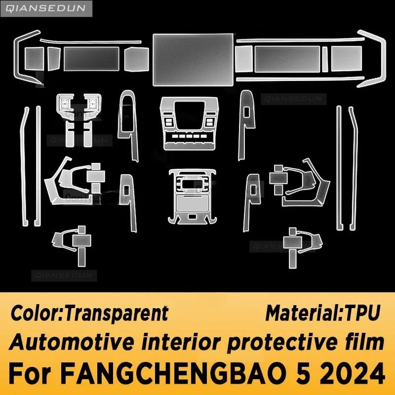 Automotive Interior Protective Film Anti-Scratch Sticker Accessories for BYD FANGCHENGBAO 5 2024 Gearbox Panel Navigation