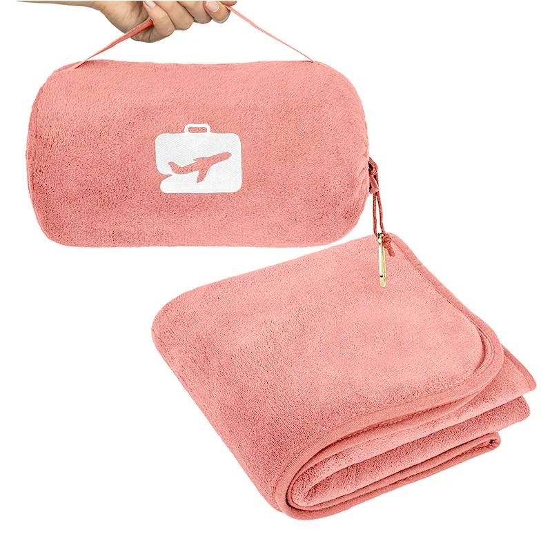 Multifunctional 2-in-1 Travel Blanket Airplane blanket with soft bag pillowcase Travel Essentials for Flight Plane Car Gift