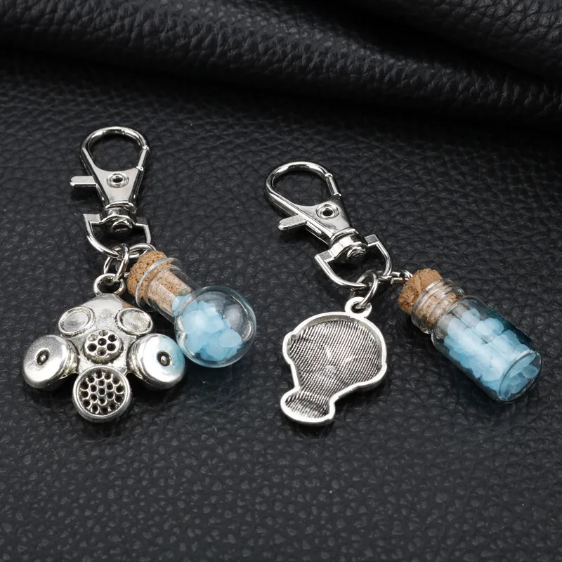 Breaking Bad Metal Keychain Sky Blue Cork Bottle For Woman Men Keyring Jewelry Gifts