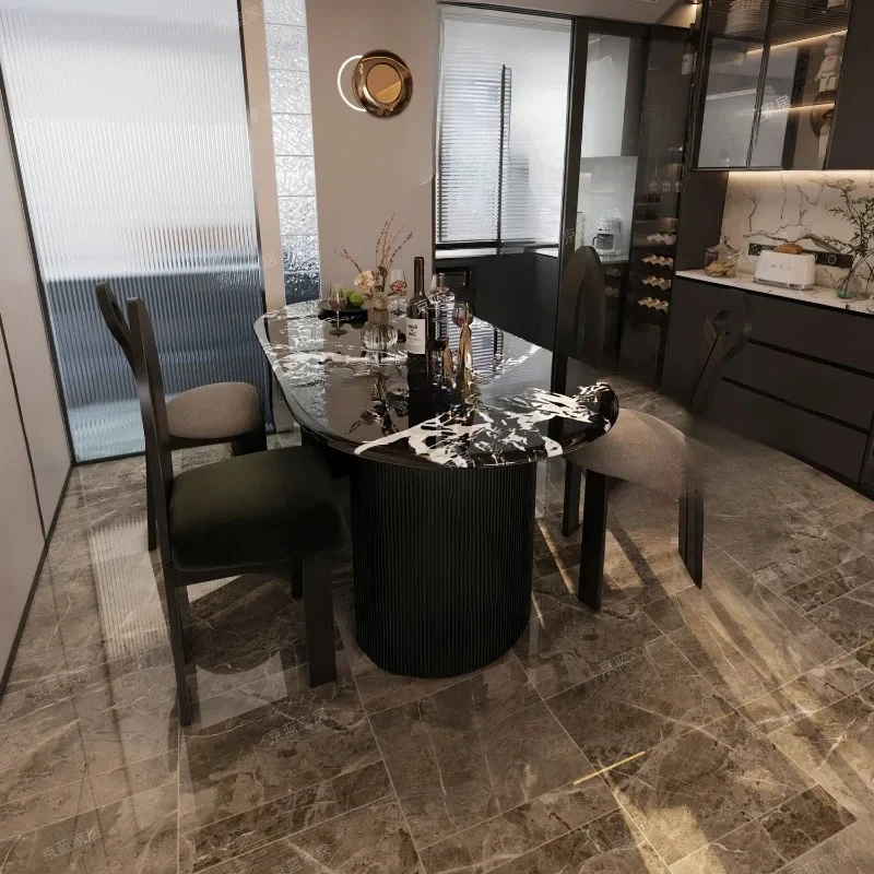 

Marble Dining-Table Stone Plate Modern Simple French European Style Retro Affordable Luxury Solid Wood Luxury Stone High-End