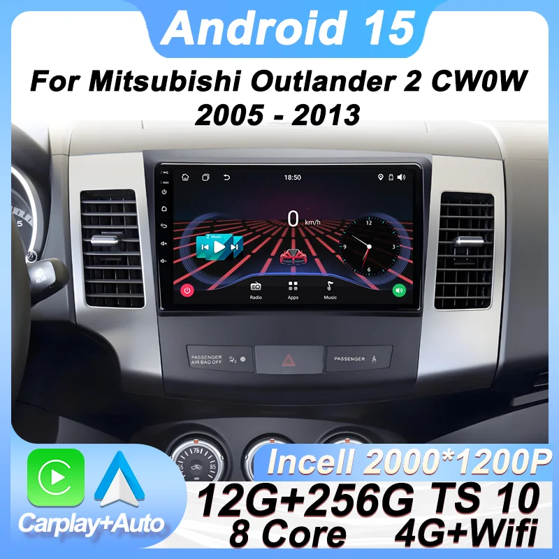 

Android Car Radio For Mitsubishi Outlander 2 CW0W 2005 - 2013 Wireless Carplay Autoradio Touch Screen 8 Core GPS Navi 2din BT