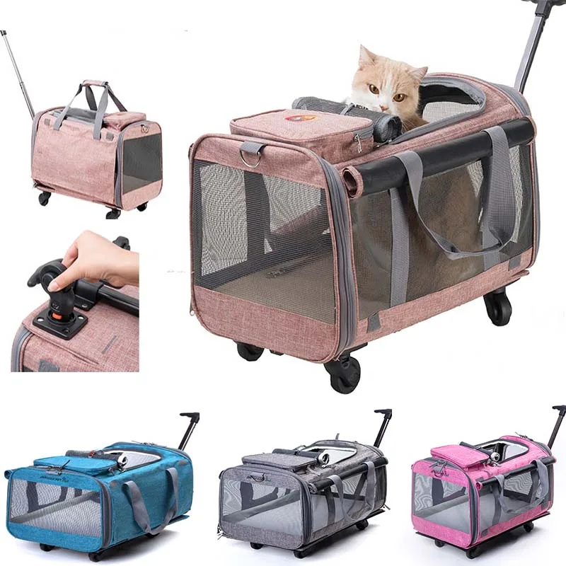 New pet stroller cat carrier foldable travelling dog bag solid color dog accessories detachable transportin gato pet supplies