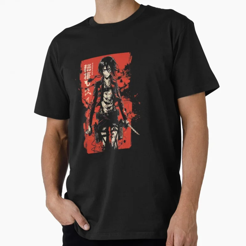 

Crimson Throne Warrior Mikasa Attack On Titan Gift t shirt for Anime lover Manga Graphic Y2K clothes Large size Tops Cartoon Tee