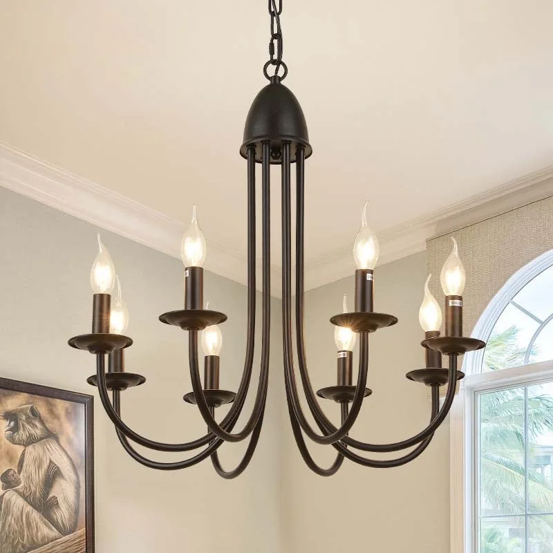 American Retro Metal Multi Head Pendant Lights Modern Personality Hanging Lamps Living Room Bedroom