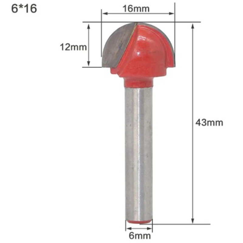 6mm Schaft Ball Nase Schaftfräser Holz Router Bit Set Runde Cove CNC Fräser Radius Kern Vhm Holzbearbeitung